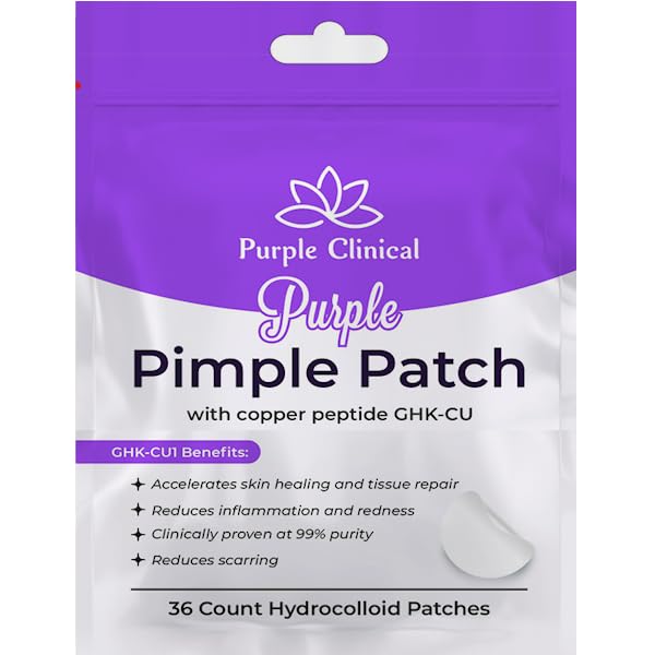 Purple Clinical Hydrocolloid Pimple Patches with GHK-Cu Copper Peptide